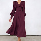 Vintage Empire Waist Dress Women's Spring Clothing Long Dress V-neck Retro Dress for Women