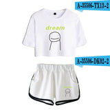 Dreamwastaken Men's Novelty Hoodies Dream Merch Shirt Printed Sexy Navel Exposed T-shirt Shorts Set