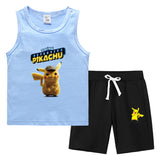 Children Pokemon Pikachu Tshirts & Shorts Summer Vest Middle Pants Sports Casual Thin Two Pieces
