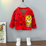 Toddler Boys Sweater Boys' Cardigan Knitted Sweater Spring and Autumn Clothing