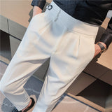 Men Trousers Solid Color Casual Pants