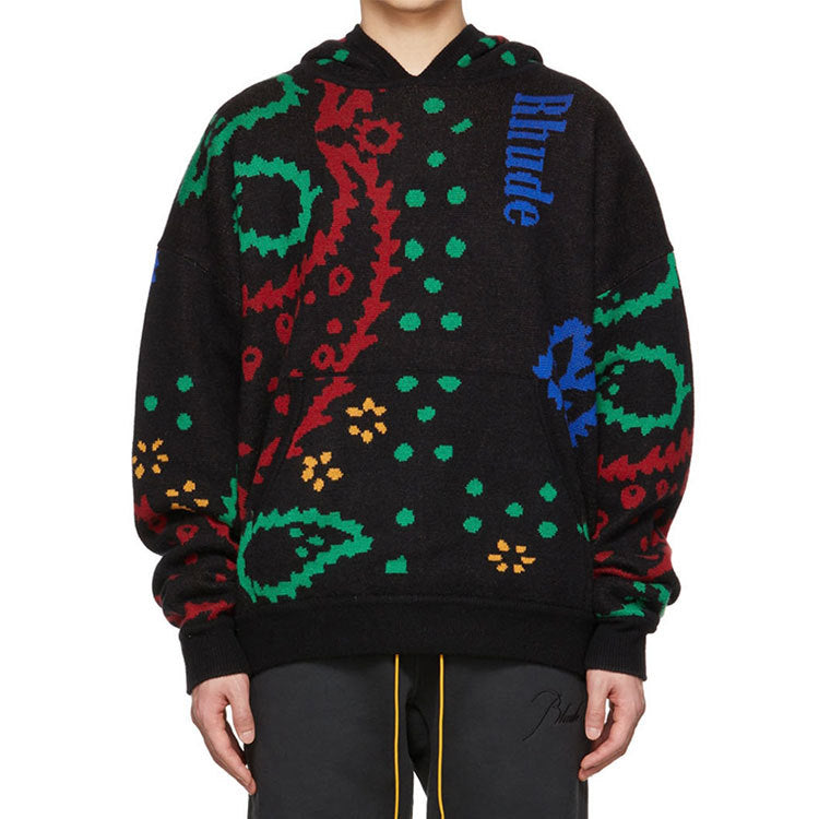 Black Christmas Sweater Vintage Paisley Sweaters Hooded Sweater