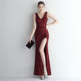 Sequin Evening Dress Split Long Sequined Fishtail Skirt