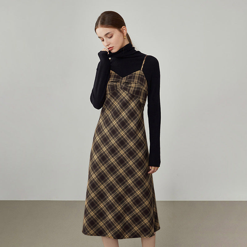 Beth Dutton Yellowstone Dresses Winter Autumn Midi Dresses Plaid Suspender Dress