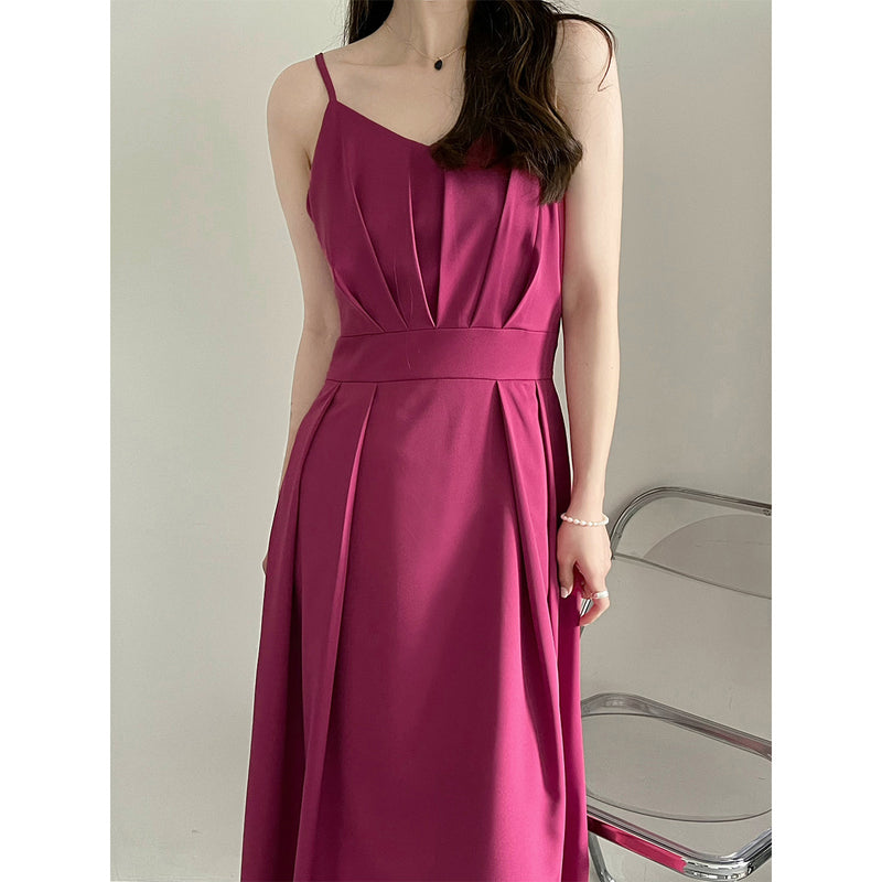 Kim Kardashian Marilyn Monroe Dress Summer Solid Color Suspender Dress