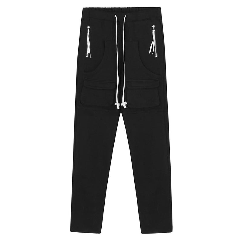 Solid Color Multi-Pocket Cargo Pants Men's plus Size Retro Sports Elastic Waist Casual Pants Trendy Trousers Men Pants