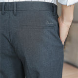Men Trousers Casual Fashion Simple Back Pocket Embroidered Slim Suit Pants