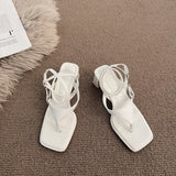 Nude Pumps Block Heel Roman Shoes Sandals