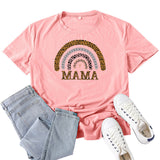Boy Mama T Shirt Leopard Print Rainbow Mama Pattern Printed T-shirt