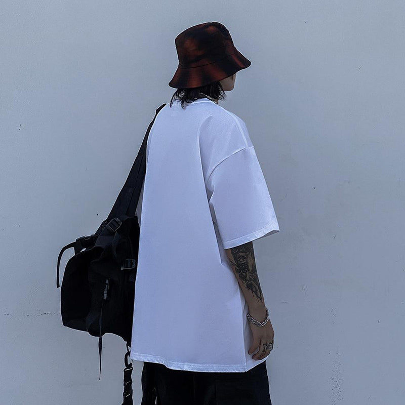 Men's T-shirt Summer Casual Tops Cartoon Printed Short Sleeve T-shirt Men's I round Neck Half Sleeve Trendy Loose