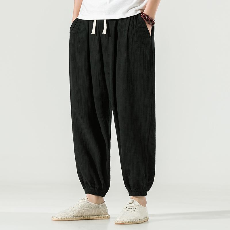 Linen Pants Straight Leg Pants Drawstring Lightweight Elastic Beach Pants Spring Loose Casual Pants Fashion Men's Pants