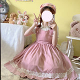 Gothic Lolita Harajuku Style Clothing Earth Lolita Peter Pan Collar Short Sleeve Inner JSK Solid Color Dress
