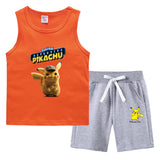 Children Pokemon Pikachu Tshirts & Shorts Summer Vest Middle Pants Sports Casual Thin Two Pieces