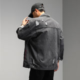 Spray Painted Jacket Fall Men's Clothing Jacket Casual Loose Denim Jacket