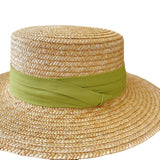 Straw Hat Flat Straw Hat Female Summer Sun-Proof Flat Brim Straw Beach Hat