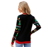 Black Christmas Sweater Christmas Sweater Embroidered Sequins Long Sleeve Sweater Loose