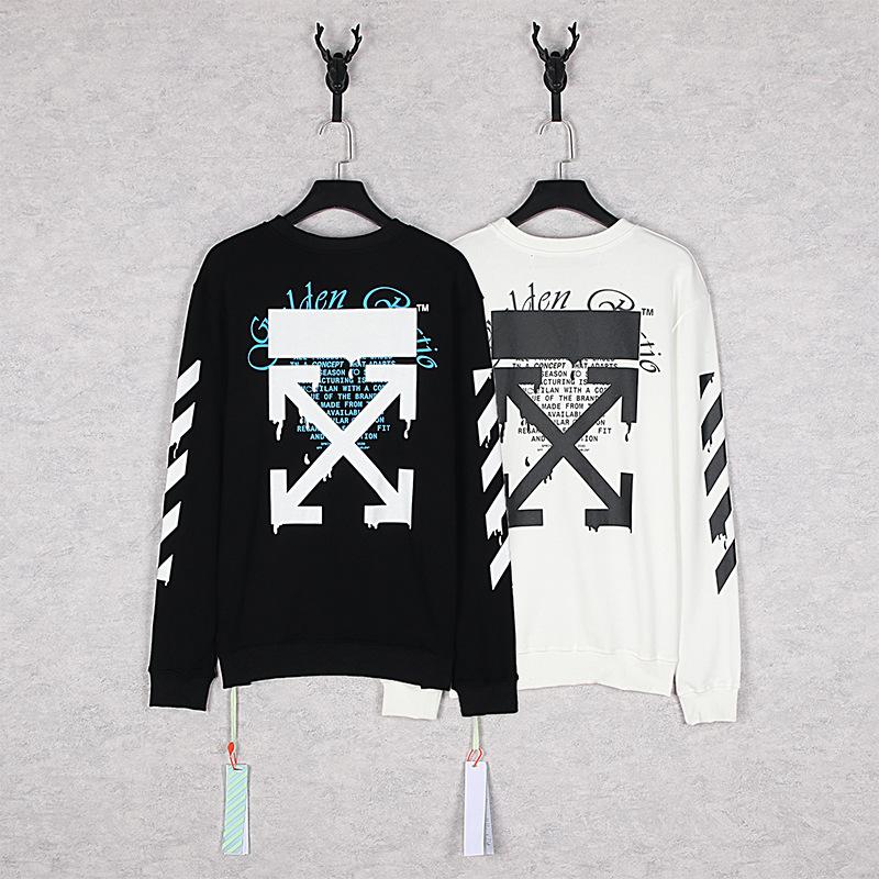 Off White Sweatshirts Round Neck Sweater Back Arrow Unisex Off White Sweatshirts Tshirt For Men
