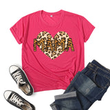 Boy Mama T Shirt Leopard Print Love Mama Printed Short Sleeve round Neck T-shirt