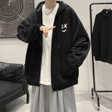 Smiley Face Hoodie Hooded Sweatshirt Loose Cardigan Coat Loose Sportswear