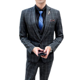 Seersucker Suit Slim Three-Piece Business Plaid Suit