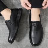 Loafers for Men Leather Shoes Men Autumn Genuine Leather Male Business Formal Wear Middle-Aged Dad Shoes Casual Men's Shoes