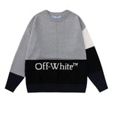 Off White Winter Fleece Sweatshirts Autumn Knitted Sweater for Men and Women