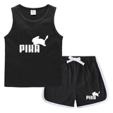 Children Pokemon Pikachu Tshirts & Shorts Casual Sports Sweat-Absorbent Suit Neutral