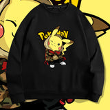 Men and Women Pokemon Pikachu Hoodie Pokémon Pikachu Crew Neck Pullover Sweatshirt
