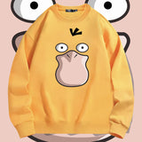 Men and Women Pokemon Pikachu Hoodie Pokémon Psyduck Crew Neck Pullover Sweatshirt