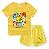 Children Pokemon Pikachu Tshirts & Shorts Casual Sweat Wicking Suit Neutral