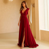 Bohemian Beach Dress Red Deep V-neck Long Seamless