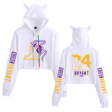 In Memory of Kobe Hoodie Kobe Memorial Clothing Casual Navel Cat Ears Hooded Sweater for Women