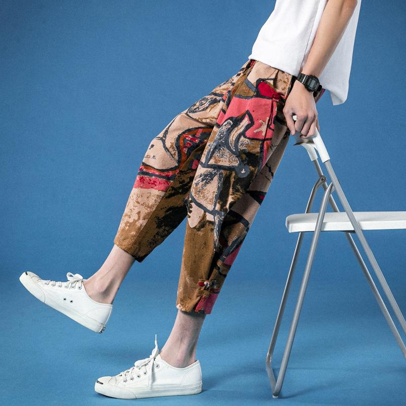 Linen Pants Straight Leg Pants Drawstring Lightweight Elastic Beach Pants Men's Shorts Linen Summer Thin Loose