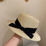 Straw Hat Sunlight Blocker for Summer Beach Flat-Top Cap