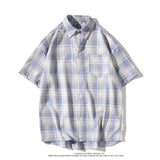 Men's Shirts Summer Short-Sleeved Shirt Plaid Shirt Large Size Men's Clothing