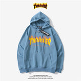 Thrasher Hoodie Sweater Hooded Velvet Padded Loose Long Sleeve