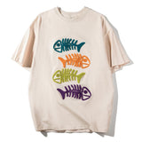 Men's T Shirt Summer Casual Tops Cartoon Fish Embroidered Short Sleeve T-shirt Men's Fashion Brand round Neck Trend Half Sleeve