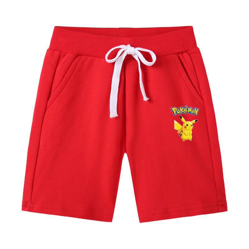 Children Pokemon Pikachu Shorts Men and Women Baby Shorts Pikachu Cotton Leisure