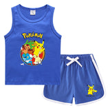 Children Pokemon Pikachu Tshirts & Shorts Vest Middle Pants Casual Sweat Wicking Suit