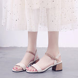 Nude Chunky Heel Roman Sandals