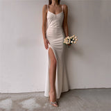 Music Festivals Rave Outfits Dress Summer Sexy Suspenders Slim Fit Slit Dress