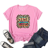 Boy Mama T Shirt Leopard Leopard Print Mama Cita Printed Short Sleeve T-shirt