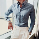 Men's Shirts Striped Long-Sleeved Shirt