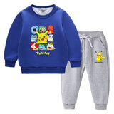 Children Pokemon Pikachu Hoodie & Pant Set Fleece Lined Padded Warm Keeping Winter Clothes Sweatershirt Suit