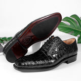 Indo Western Shoes Crocodile Leather Carved Business Leather Shoes Men's British Style Pointed Casual Shoes