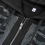 Skeleton Hoodie Skull Butterfly Cardigan Hoodie Street Zipper Sweater Women's Y2g Coat