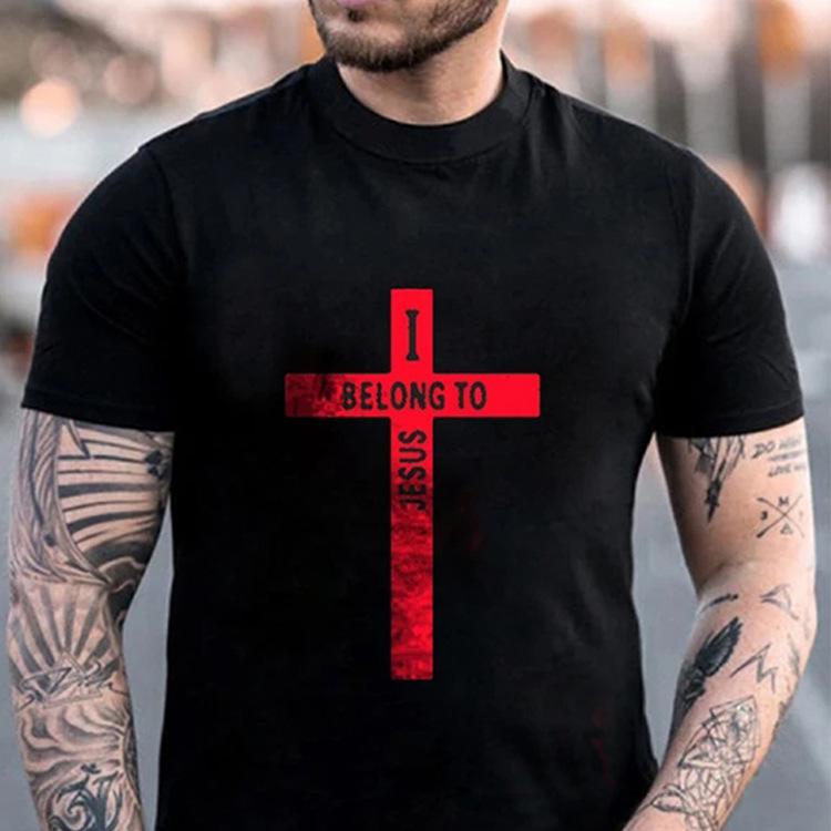 Tactics Style T Shirt for Men Cross Pattern T-shirt Trendy Unique plus Size