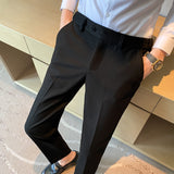 Men Trousers Casual Pants Slim Fit Elasticated Waist Trousers