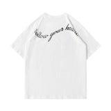 Men T Shirt Summer Casual Tops Love Heart Letter Print Short-Sleeve T-shirt Men round Neck Trend Loose Half Sleeve
