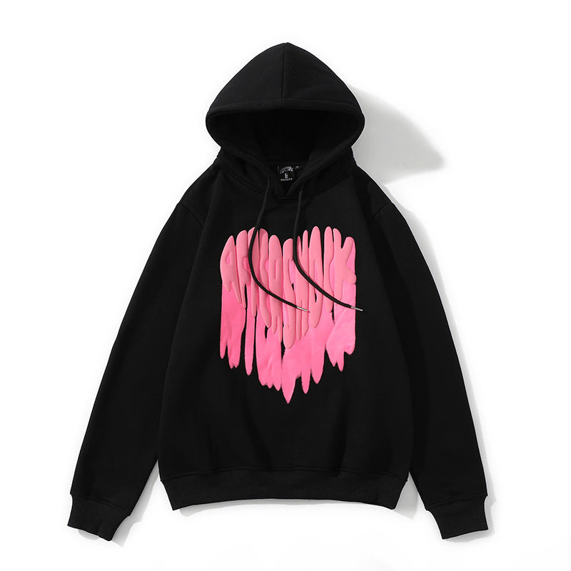 Drippy Hoodies Foam Heart Fall Winter Hooded Brushed Hoody Men